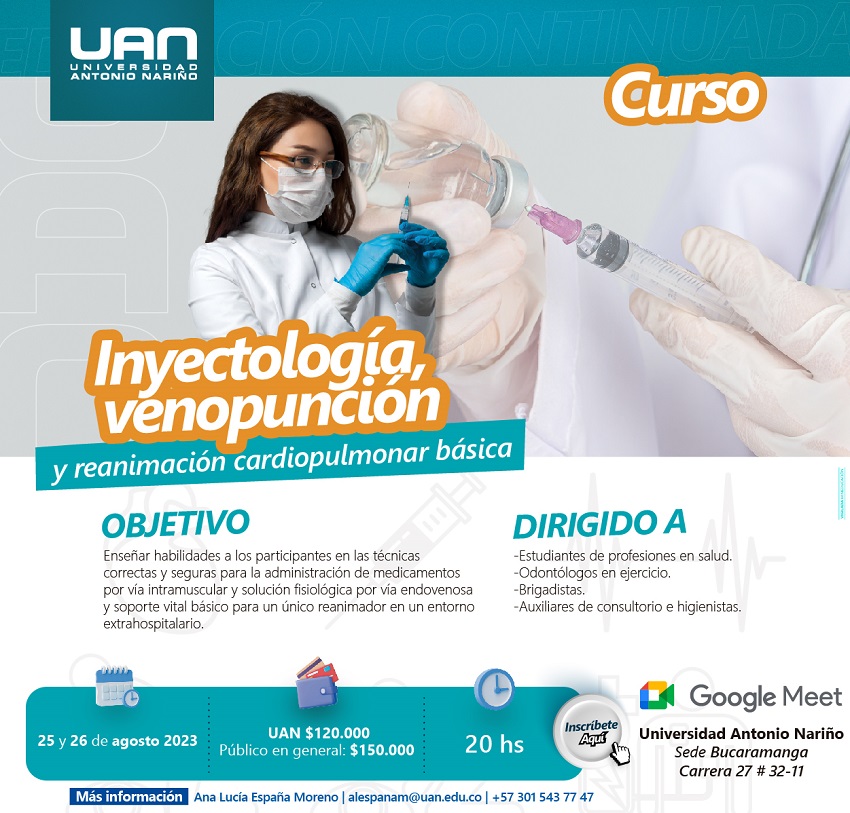 InyectologiaVenopuncionReanimacionCardiopulmonarBasica BucaramangaSemipresencial M