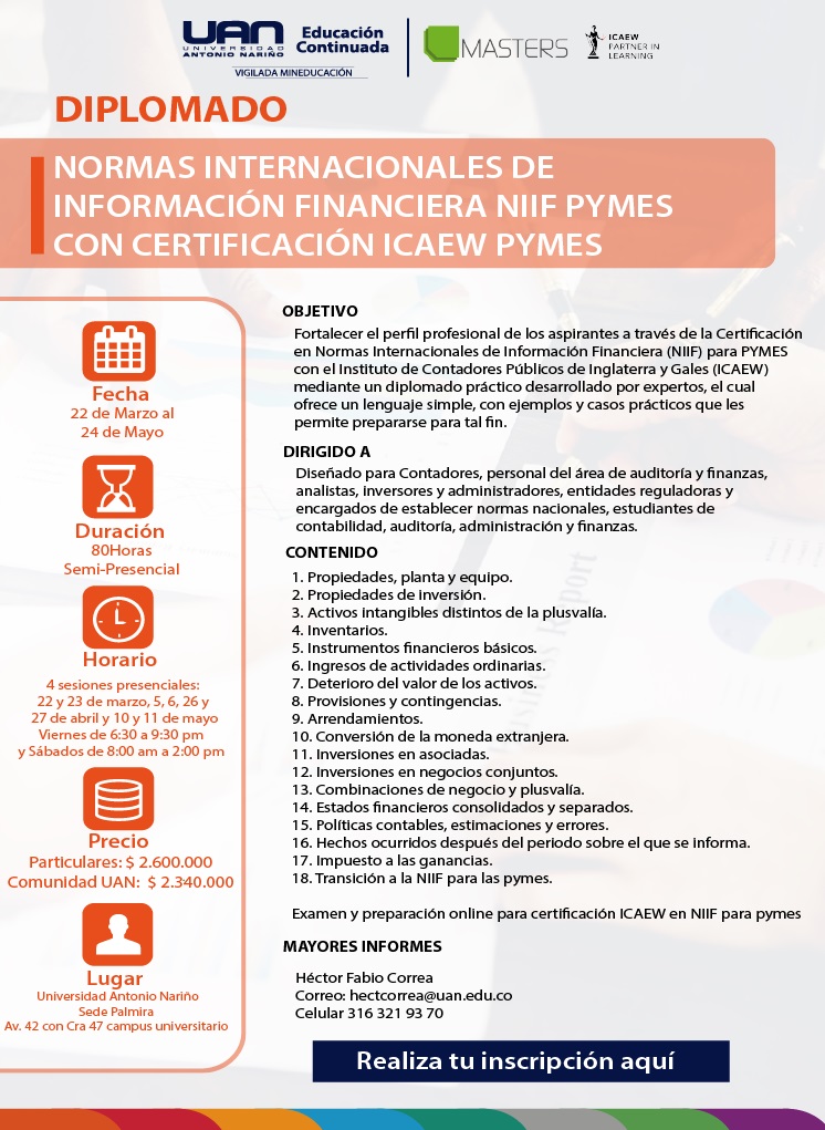 DiplomadoNIIFPYMESCertificacionICAEWPYMES Palmira2019 Mailing