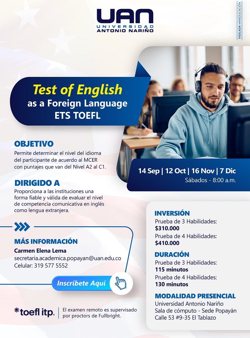 TestEnglishAsForeignLanguageETS TOEFL PopayanPresencial M