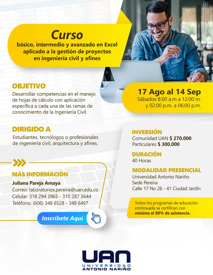 BasicoIntermedioAvanzadoExcelAplicadoGestionProyectos PereiraPresencial M