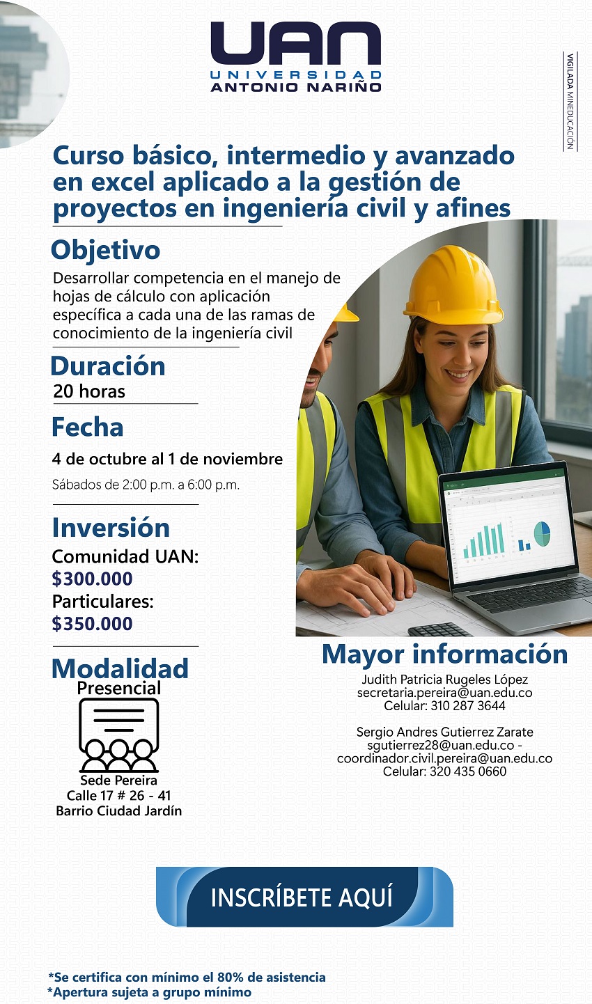 ExcelAvanzadoAplicadoGestionProyectosIngenieriaCivilAfines PereiraPresencial M