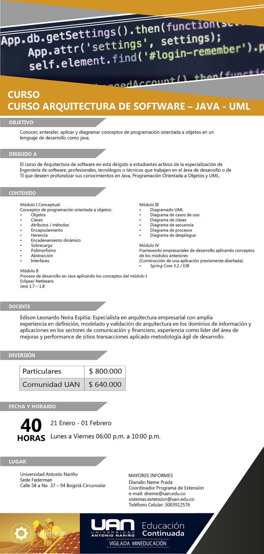 CursoArquitecturaSoftwareJavaUML Federman2019 Mailing