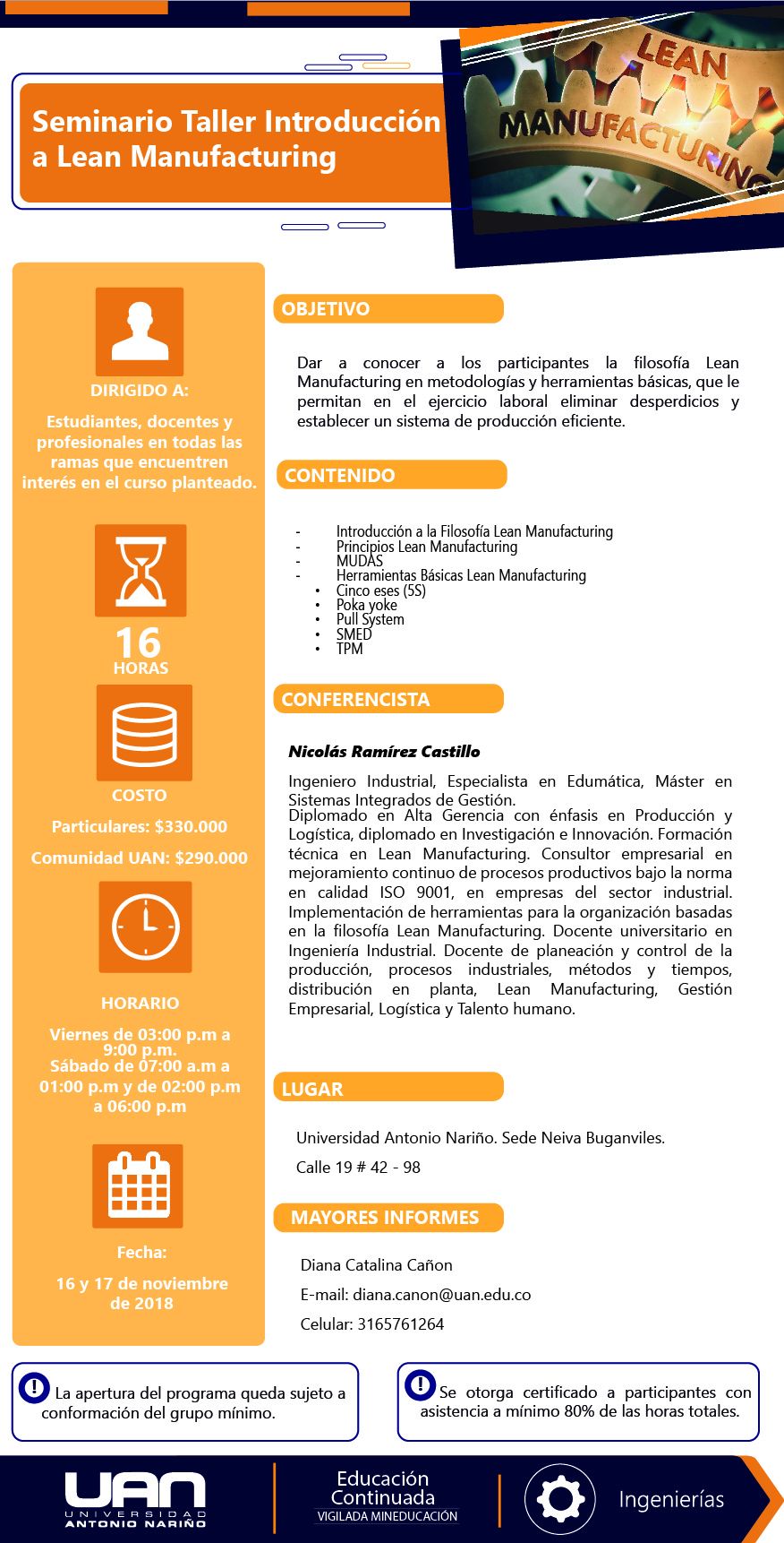 MailingSeminarioTallerLeanManufacturing Neiva.