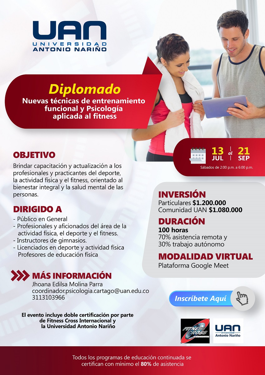 NuevasTecnicasEntrenamientoFuncionalPsicologiaAplicadaFitness CartagoSemipresencial M