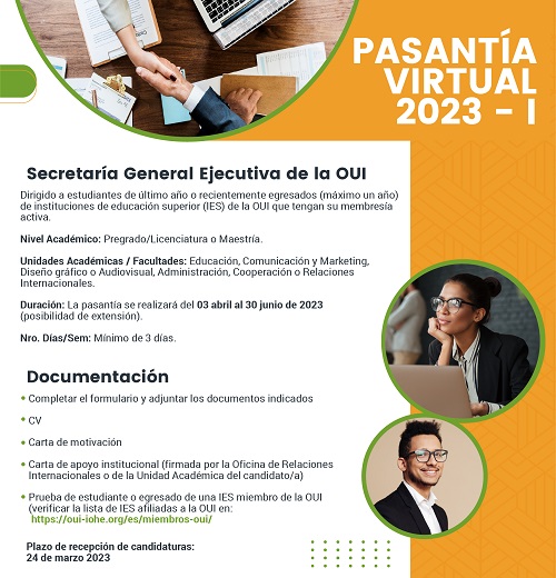 ConvocatoriaPasantiasInternacionalesOUI SecretariaGeneralEjecutiva