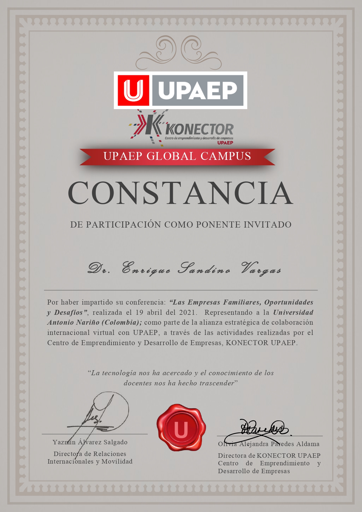 ConstanciaDrEnriqueSandinoUPAEP