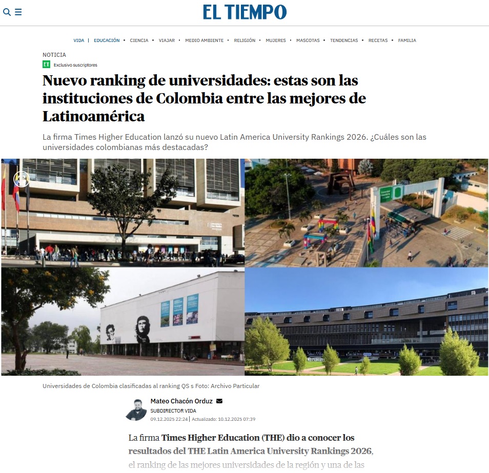 Nuevo ranking de universidades: estas son las instituciones de Colombia entre las mejores de Latinoamérica