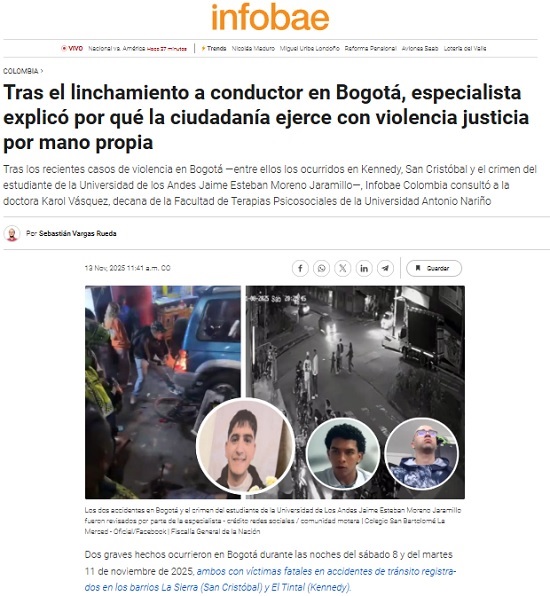Tras el linchamiento a conductor en Bogotá, especialista explicó por qué la ciudadanía ejerce con violencia justicia por mano propia