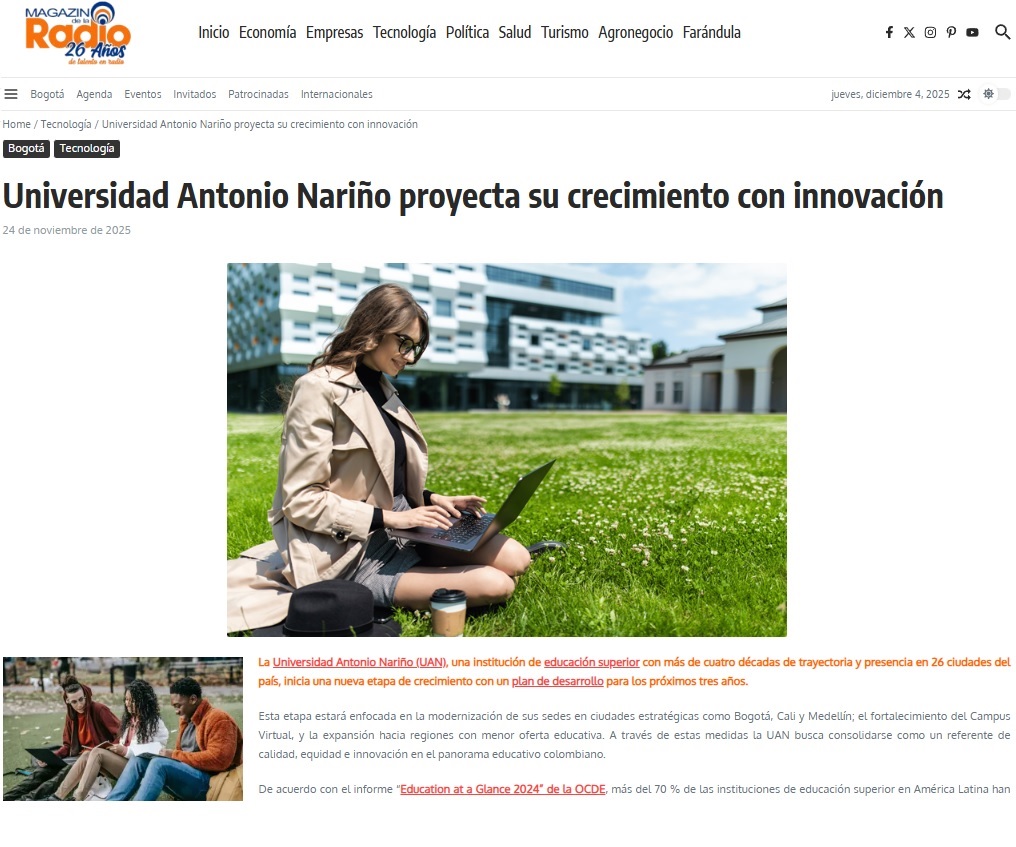 Universidad Antonio Nariño proyecta su crecimiento con innovación