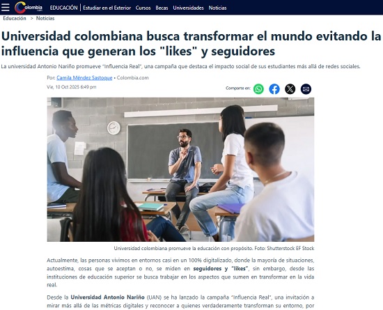 Universidad colombiana busca transformar el mundo evitando la influencia que generan los "likes" y seguidores