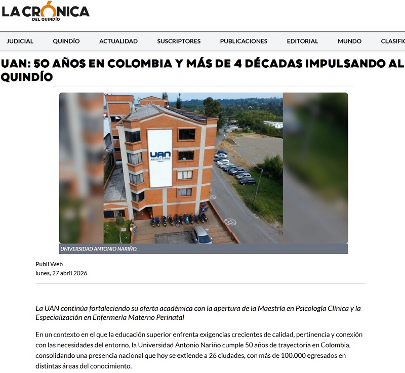 UAN: 50 años en Colombia y más de 4 décadas impulsando al Quindío
