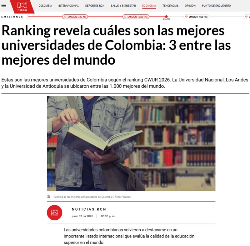 Universidad Antonio Nariño se mantiene entre las mejores instituciones de educación superior de Colombia según ranking CWUR 2026