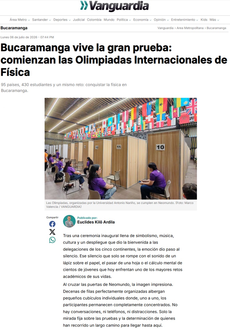 La UAN recibe a los mejores jóvenes físicos del mundo en el inicio de la IPhO 2026