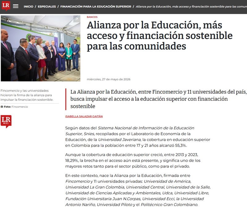 Universidad Antonio Nariño se une a alianza que impulsa más oportunidades de acceso a la educación superior
