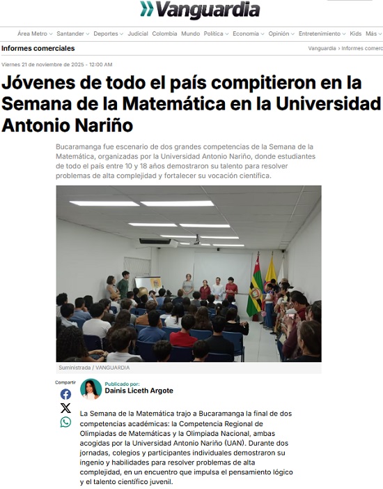 Jovenes de todo el pais compitieron en la Semana de la Matematica en la Universidad Antonio Narino