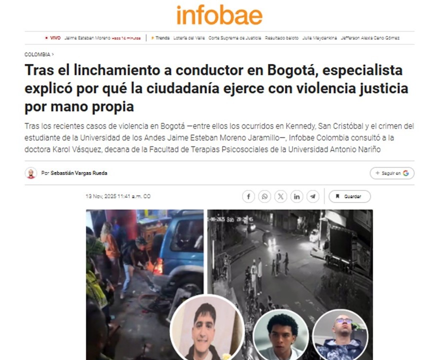 Tras el linchamiento a conductor en Bogota especialista explico por que la ciudadania ejerce con violencia justicia por mano propia