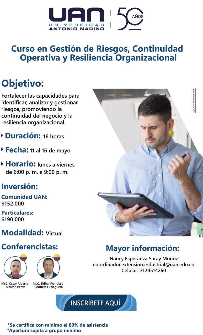Curso: Gestión de riesgos, continuidad operativa y resiliencia organizacional