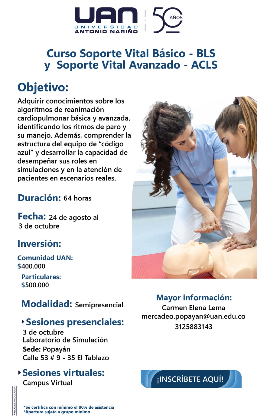 SoporteVitalBasicoBLSSoporteVitalAvanzadoACLS CircunvalarPopayanSemipresencial M